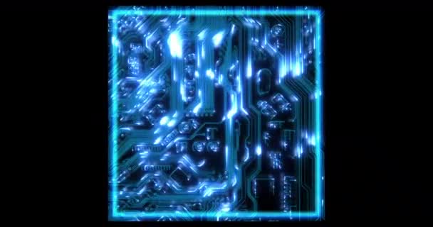 Cyfrowy Hologram Mikroprocesor Płytka Drukowana Komputerów Technologii Kodowania Informatyki Cyberbezpieczeństwo — Wideo stockowe