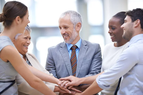 Geschäftsleute Gruppen Und Hände Zusammen Für Zusammenarbeit Und Solidarität Teamwork — Stockfoto