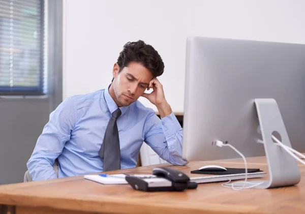 Stress Homem Negócios Frustrado Com Triste Problema Falência Corporativa Escritório — Fotografia de Stock