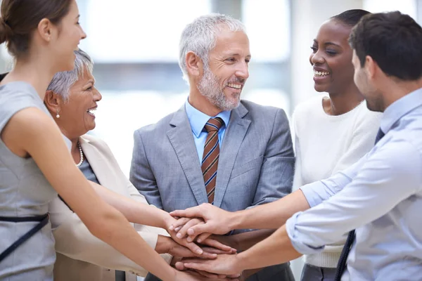 Business People Collaboration Hands Together Teamwork Cooperation Solidarity Group Smile — Stock Photo, Image