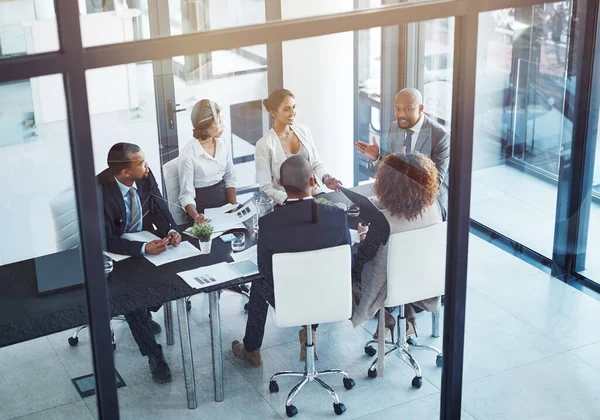 Diskussion Geschäftstreffen Und Arbeitsgruppe Büro Für Brainstorming Oder Planung Teamwork — Stockfoto