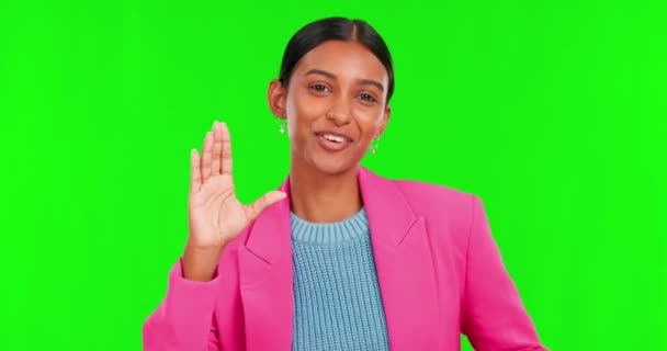 Corazón Amor Lenguaje Señas Mujer India Pantalla Verde Con Gesto — Vídeos de Stock