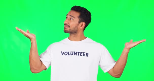 Παλάμη Εθελοντής Και Άνθρωπος Στην Πράσινη Οθόνη Παρουσίαση Και Δωρεά — Αρχείο Βίντεο
