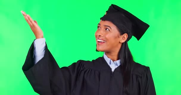 Graduation Prezentáció Zöld Képernyőn Egyetem Főiskolai Vagy Oktatási Információkat Vagy — Stock videók