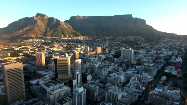 Architectuur Gebouwen Bergen Met Drone Van Stad Kaapstad Voor Stadsgezicht — Stockvideo