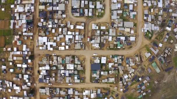 Drone Township Shack Buildings South Africa Gugulethu Neighborhood Outdoor Aerial — Stock Video