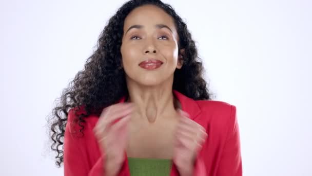 Los Dedos Cruzados Mujer Oración Estudio Para Buena Suerte Esperanza — Vídeos de Stock