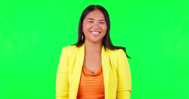Lachend Professionell Und Das Gesicht Einer Frau Auf Einem Grünen — Stockvideo