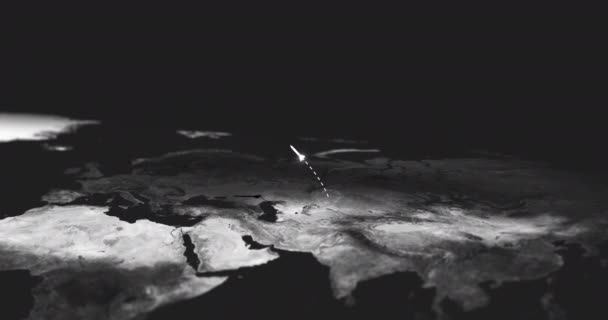 Roket Saldırı Savaş Uluslararası Çatışma Ordu Için Kara Arka Planda — Stok video