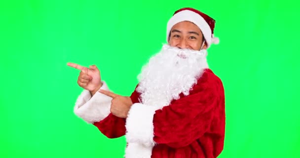 Noël Père Noël Pointant Avec Homme Sur Écran Vert Pour — Video