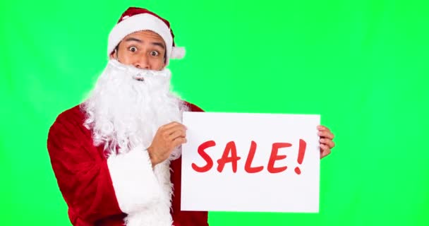 Wyprzedaż Plakat Boże Narodzenie Święty Mikołaj Zielonym Ekranie Wakacje Festiwal — Wideo stockowe