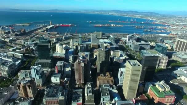Архітектура Будівлі Горизонт Безпілотниками Міста Кейптауні Руху Шосе Міської Дороги — стокове відео