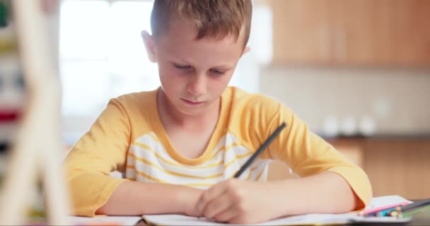 Домашнє Навчання Письмо Хлопчик Або Дитяча Освіта Творчий Розвиток Малювання — стокове відео