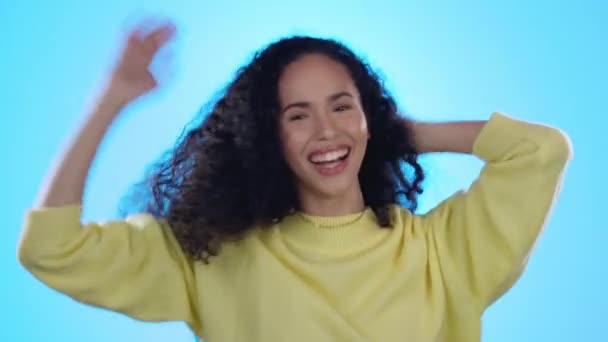 Cheveux Portrait Dansant Femme Avec Amour Propre Heureuse Confiance Dans — Video