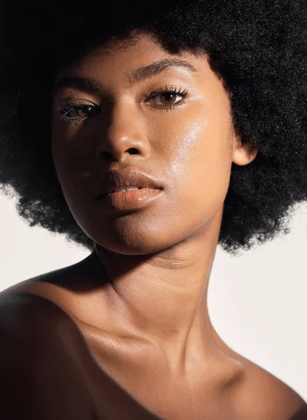Afrikanische Frau Hautpflege Und Glanz Porträt Atelier Und Schönheit Mit — Stockfoto