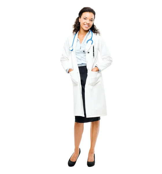 Feliz Médico Retrato Uma Médica Estúdio Depois Uma Consulta Médica — Fotografia de Stock