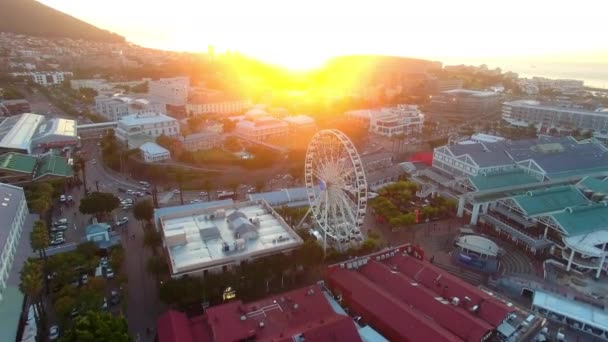 Západ Slunce Ruské Kolo Cestovat Dronem Kapského Města Pro Luxus — Stock video