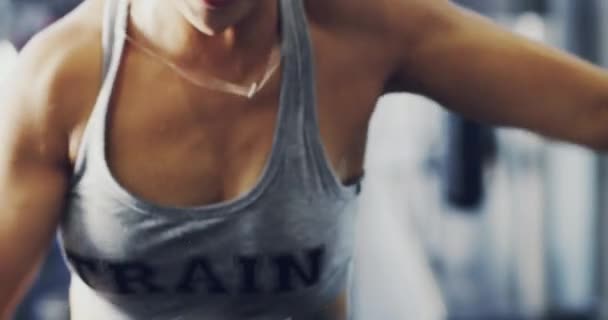 Fitness Esportes Boxe Com Mulher Ginásio Para Treinamento Treino Verdadeiro — Vídeo de Stock