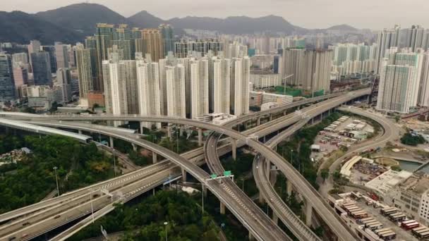 Krajobraz Architektura Autostrada Dronem Miasta Dla Miast Infrastruktury Budynków Drapacz — Wideo stockowe