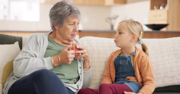 Gespräche Entspannung Und Großmutter Gespräch Mit Einem Kind Bei Einer — Stockvideo