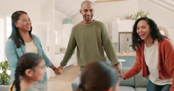 Tanz Kinder Und Familie Mit Energie Haus Für Unterhaltung Freude — Stockvideo