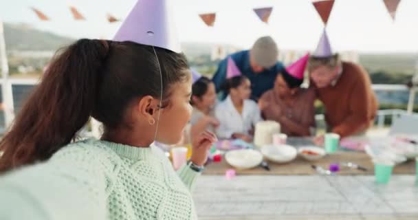 Selfie Famiglia Viso Bambino Una Festa Compleanno Una Celebrazione Ricordo — Video Stock