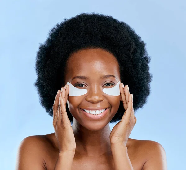 Beleza Cuidados Com Pele Máscara Ocular Com Retrato Mulher Negra — Fotografia de Stock