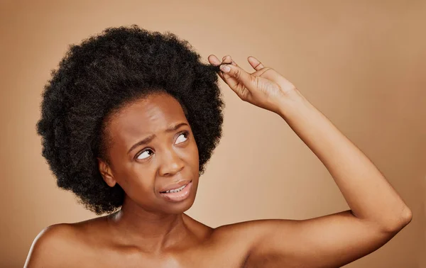 Oro Svart Kvinna Och Håravfall Problem För Afro Studio Isolerad — Stockfoto