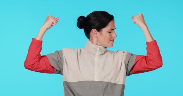 Fitness Tilfredshed Arm Kvinde Flex Muskeltræning Fremskridt Studie Motion Eller – Stock-video