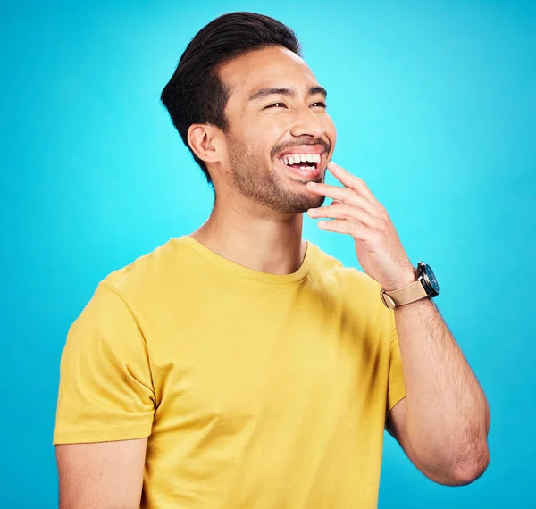 Hombre Riendo Pensando Idea Divertida Para Comedia Broma Humor Felicidad — Foto de Stock