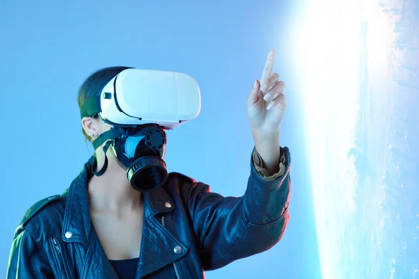 Pont Virtuális Valóság Szemüveg Stúdióban Holografikus Robbanás Játék Vagy Technológia — Stock Fotó