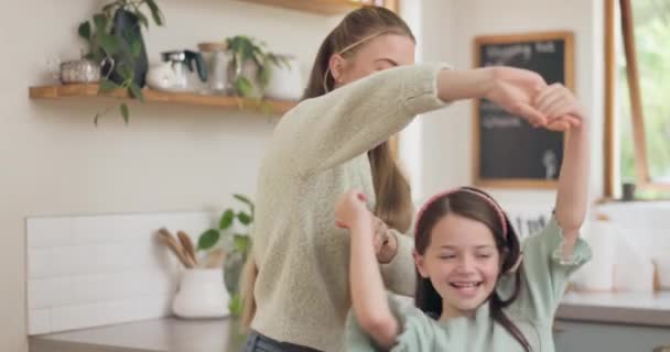 Dans Liefde Moeder Met Dochter Keuken Voor Feest Blijdschap Energie — Stockvideo