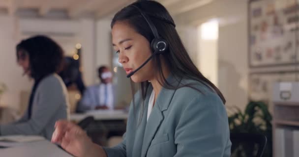 Call Center Consulting Advies Met Vrouw Het Kantoor Voor Communicatie — Stockvideo
