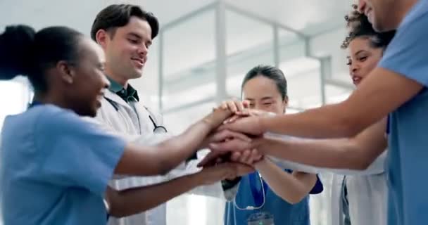 Lavoro Squadra Celebrazione Medici Applaudono Nel Supporto Sanitario Collaborazione Successo — Video Stock