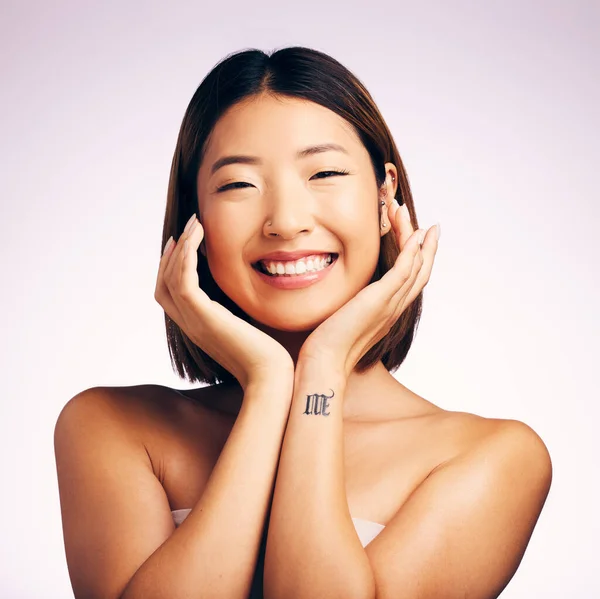Bőrápolás Szépség Portré Természetes Ázsiai Fehér Alapon Wellness Spa Arc — Stock Fotó