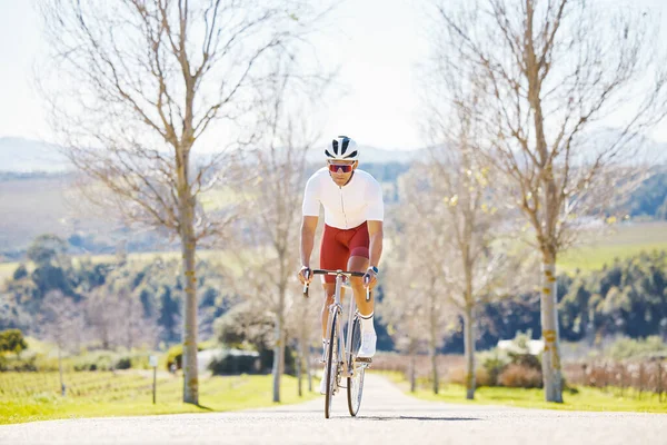 Esportes Ciclismo Homem Bicicleta Parque Para Fitness Treinamento Rotina Cardio — Fotografia de Stock