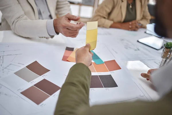 Creativo Muestra Color Equipo Una Reunión Para Proyecto Diseño Interiores —  Fotos de Stock