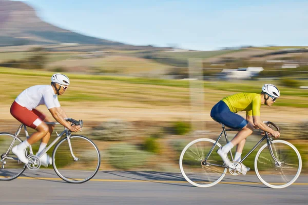 Ποδηλασία Αγώνα Άνθρωποι Και Εξωτερική Στο Δρόμο Ταχύτητα Τον Αθλητισμό — Φωτογραφία Αρχείου