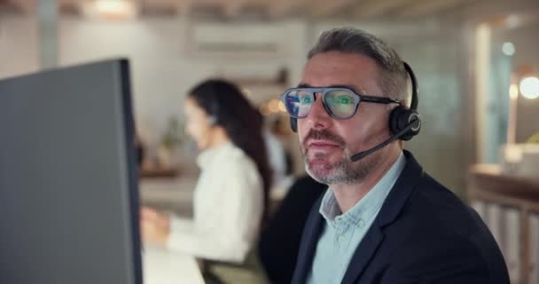 Callcenter Agent Počítač Muž Poradenství Vést Generování Nebo Help Desk — Stock video