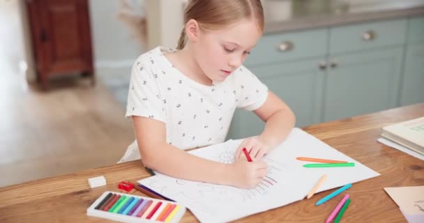 Creatief Leren Meisje Met Tekening Met Kleur Voor Onderwijs Ontwikkeling — Stockvideo