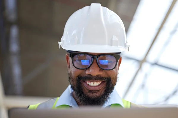 Architecture Planning Research Black Man Construction Site Engineering Building Design — Stock Photo, Image