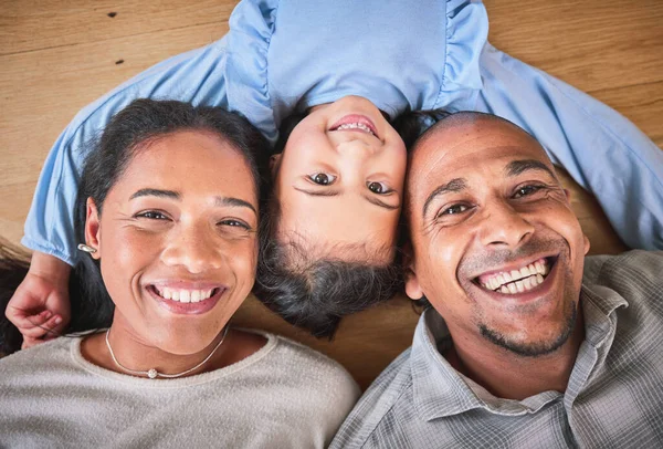 Face Family Smile Home Top View Bonding Having Fun Floor — Stock Photo, Image