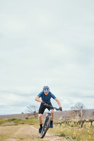 Exercício Homem Ciclismo Para Fitness Bicicleta Treinamento Com Bem Estar — Fotografia de Stock