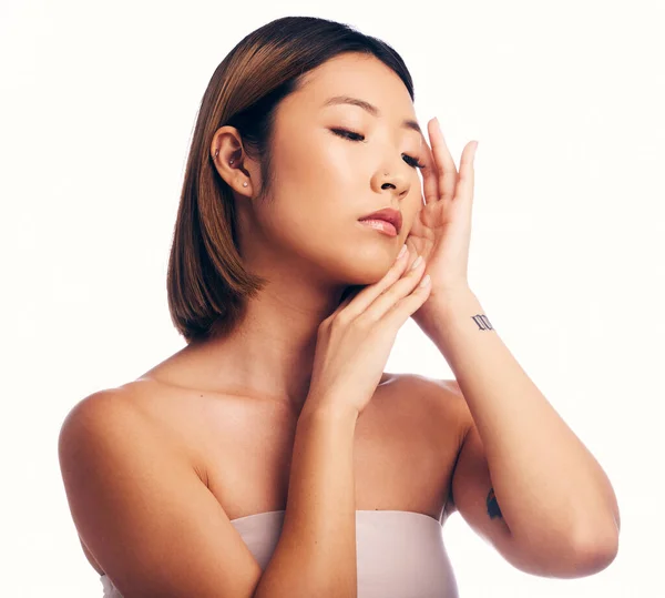 Bőrápolás Szépség Arc Ázsiai Fehér Alapon Wellness Spa Kozmetikumok Bőrgyógyászat — Stock Fotó