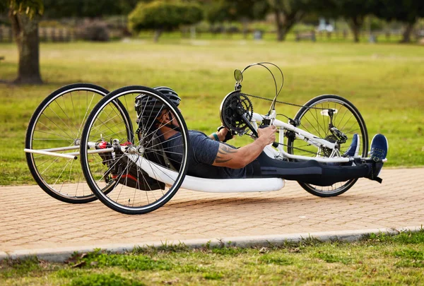 Health Cycling Fitness Man Handcycle Road Training Sports Challenge Exercise — Stock Photo, Image