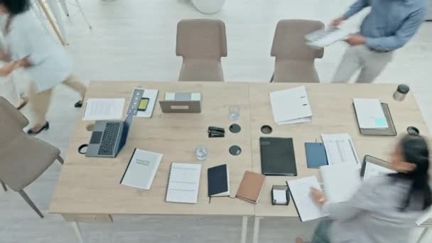 Pessoas Negócios Reunião Mesa Lapso Tempo Para Trabalho Equipe Colaboração — Vídeo de Stock