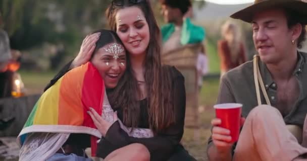 Pride Festival Friends Happy Party Outdoor Gathering Lgbtq Community Queer — Stock Video
