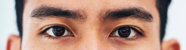 Portrait Closeup Dan Eyes Man Vision Focus Healthcare Dengan Tes — Stok Foto