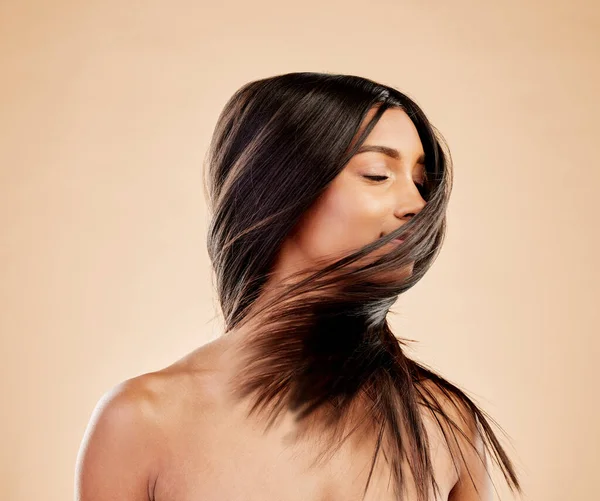 Femme Secouez Les Cheveux Beauté Avec Croissance Texture Brillance Avec — Photo
