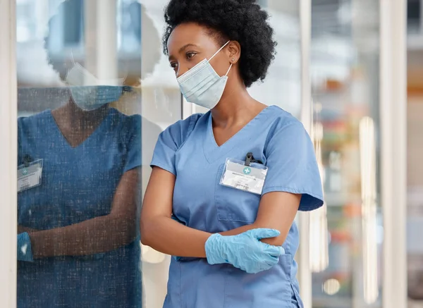 Cirurgião Saúde Mental Mulher Negra Deprimida Pensando Cirurgia Falhar Acidente — Fotografia de Stock